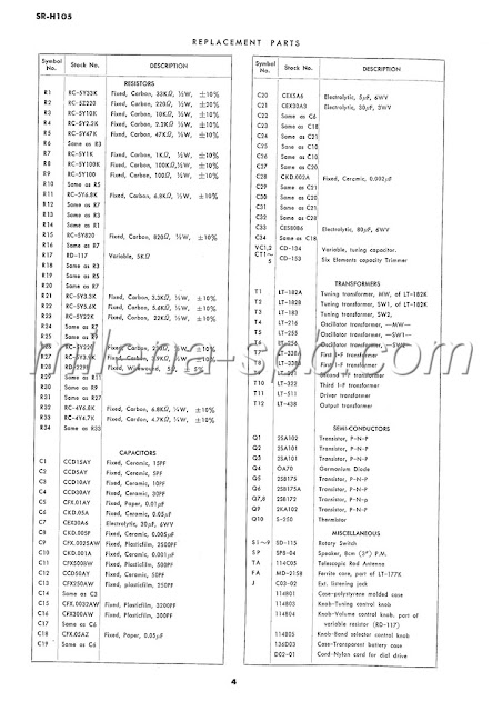 SR H105 diagram схема schéma radio  esquema STANDARD