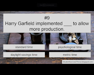 Harry Garfield implemented ___ to allow more production. Answer choices include: standard time, psychological time, daylight savings time, metric time