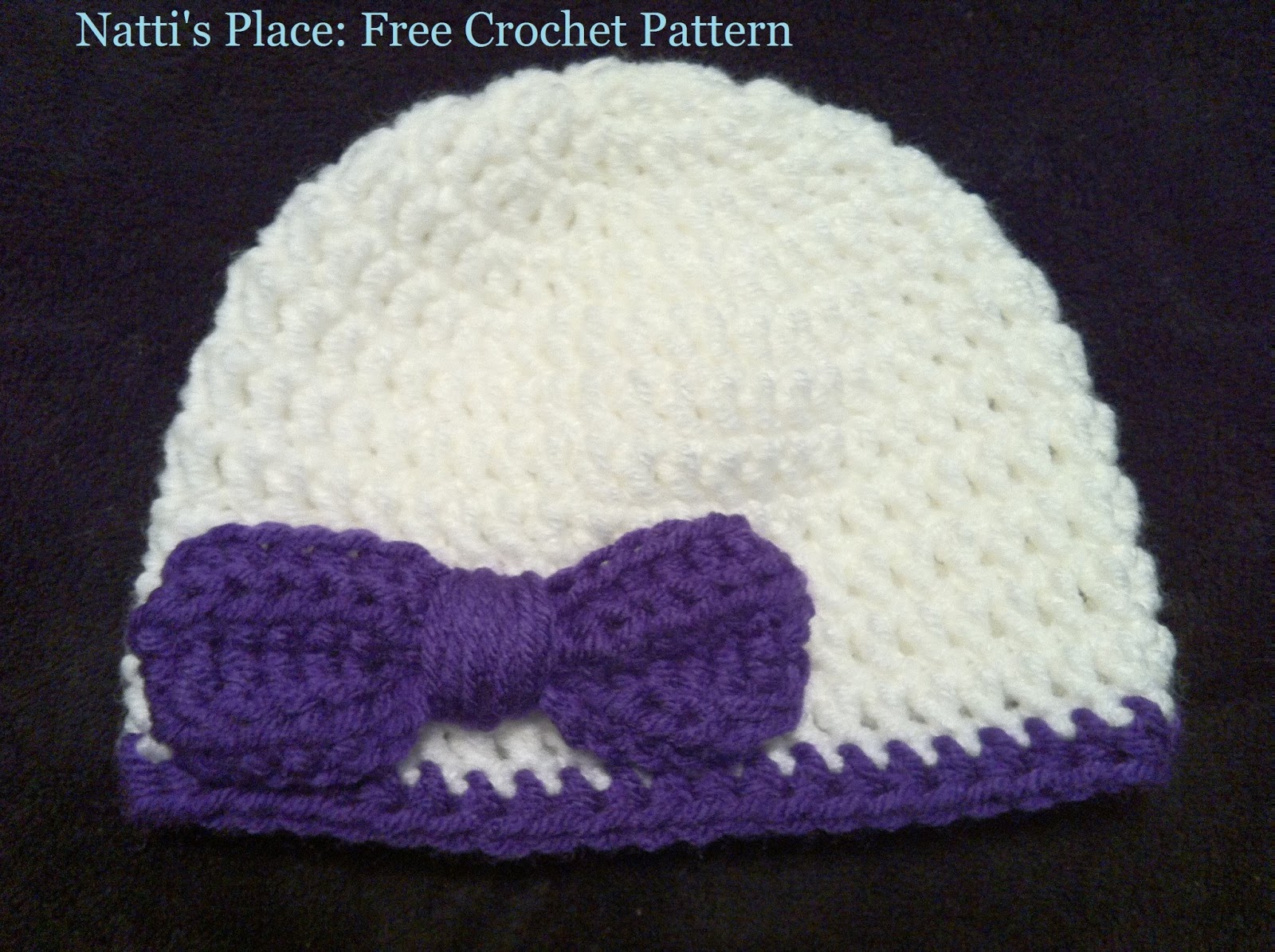 Natti39;s Place: Free Crochet Pattern: Newborn Baby Bow Hat and Booties