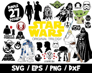 Star Wars SVG Bundle, Star Wars Vectors, Yoda SVG, Darth Vader Cricut, Silhouette, Vinyl File, Cut File, Skywalker, Han Solo, Princess Leia