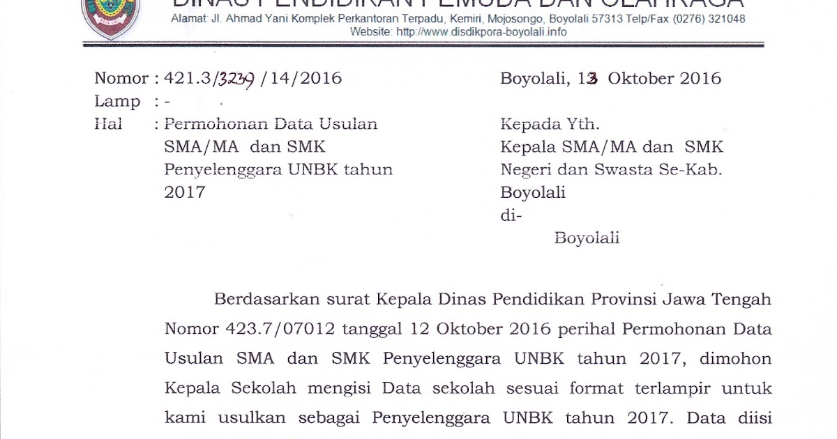 INFO SMA SMK KABUPATEN BOYOLALI: PERMOHONAN DATA USULAN 