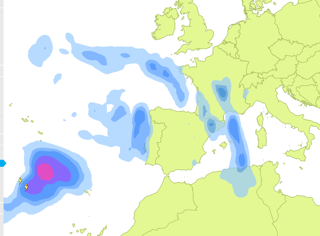 Nueva tormenta cerca Canarias, 21 abril