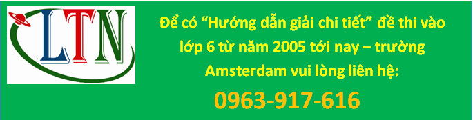 Đáp án đề thi môn toán vào lớp 6 trường Amsterdam 2010 - 2011