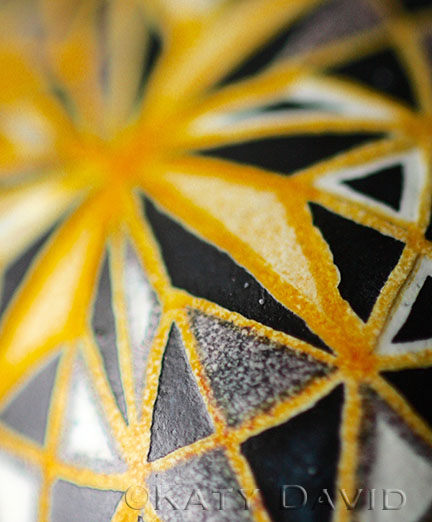 "Yellow Star Trapeze" 2015, Goose egg, aniline dye, varnish, ©Katy David