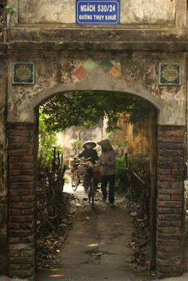The street have many villages gate of Hanoi