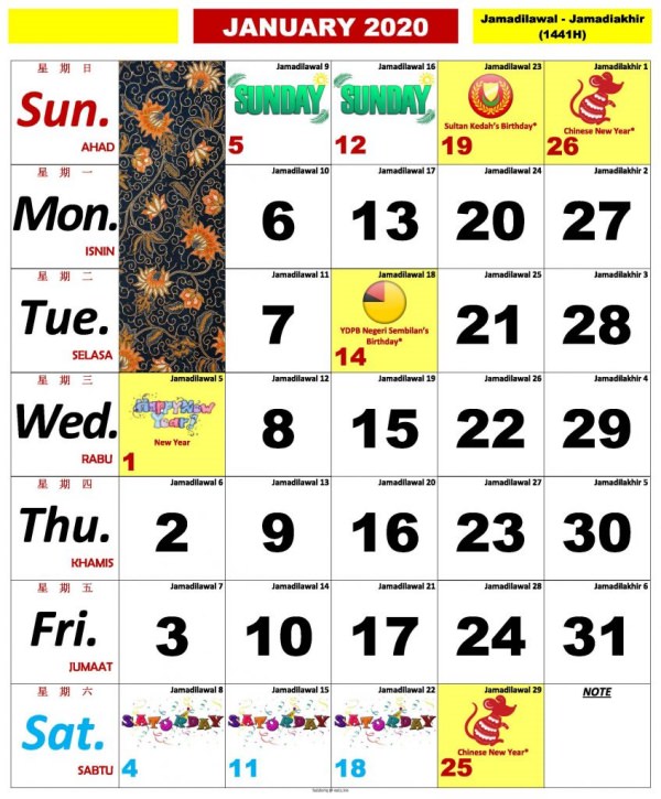 kalender-kuda-2020 pdf Januari Februari Mac April Mei Jun Julai Ogos September Oktober November Disember