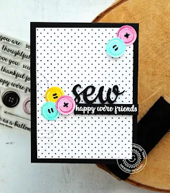 Sunny Studio Stamps: Cute As a Button Threaded Button Friendship Card by Vanessa Menhorn