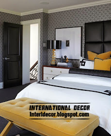 Black and white wallpaper for bedroom interior