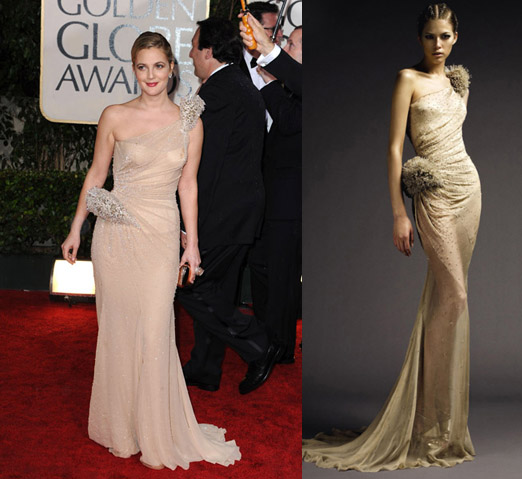 drew barrymore golden globes dress. Drew Barrymore in Atelier