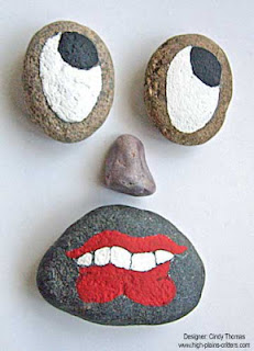 painted rocks, faces, rock painting, Cindy Thomas
