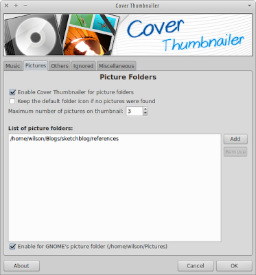 Cover thumbnailer settings