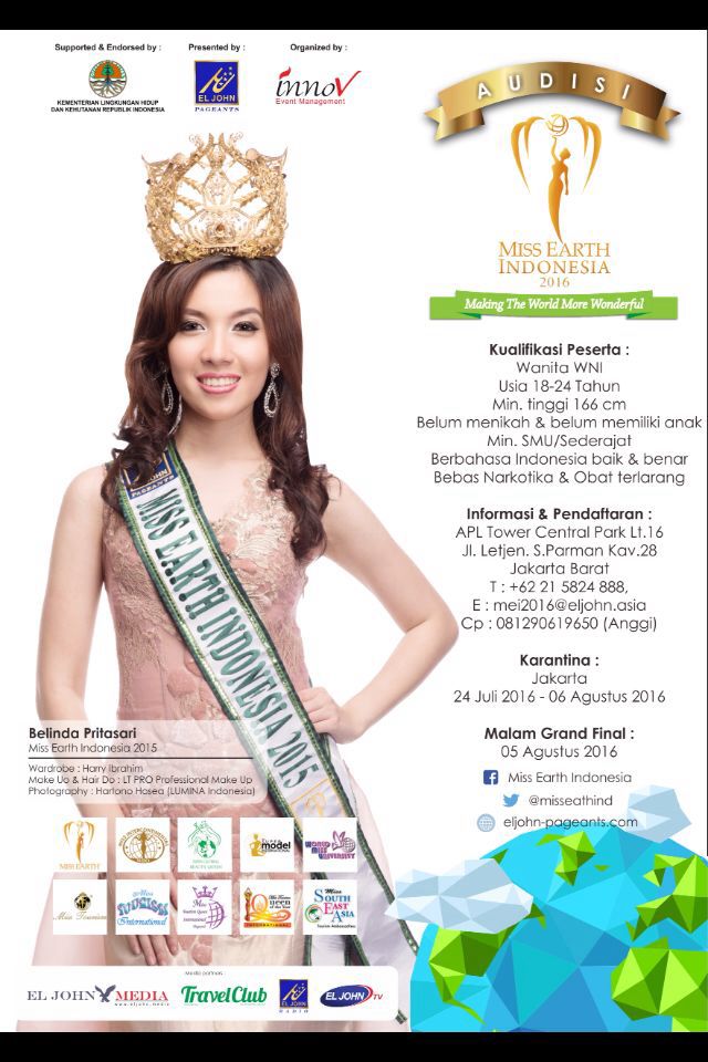 Biografi Profil Biodata Luisa Andrea Soemitha Miss Earth Indonesia 2016 salah dengar Pengumuman