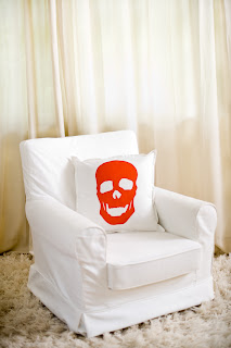 skull pillow tangerine orange