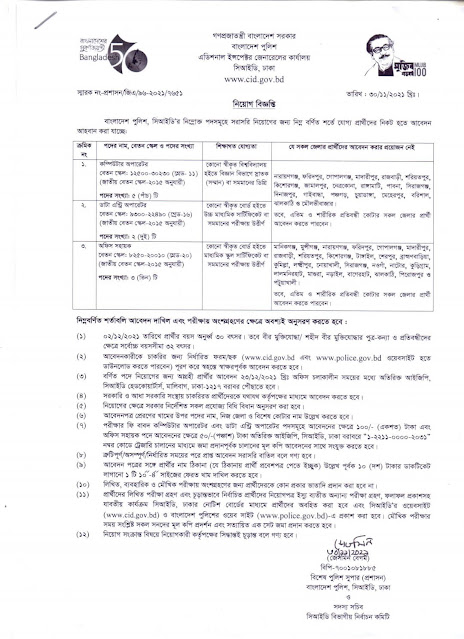 Bangladesh Police, Criminal Investigation Department (CID) Job Circular 2021 || বাংলাদেশ পুলিশ , সিআইডি'র নিয়োগ বিজ্ঞপ্তি ২০২১