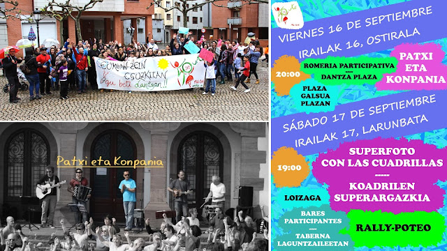 Cartel de la romería participativa y foto de cuadrillas