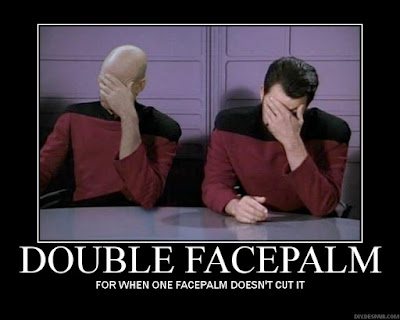 Star Trek: Next Generation meme- double facepalm. Picard, Riker.