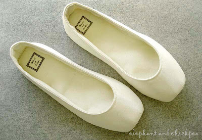 White Flats Wedding Shoes on Cream Ballet Flat Wedding House Shoes