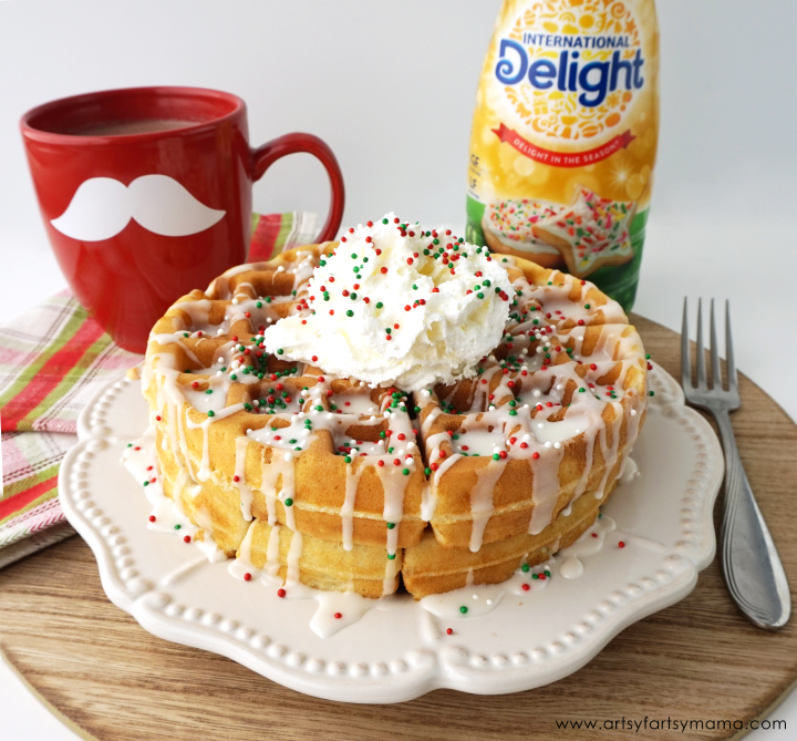 Fluffy Sugar Cookie Waffles made with International Delight® Sugar Cookie Coffee Creamer #DelightfulMoments