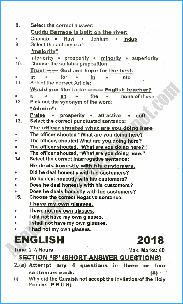 ix-english-past-year-paper-2018