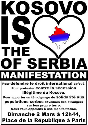 affiche de la manif Kosovo du 2 mars