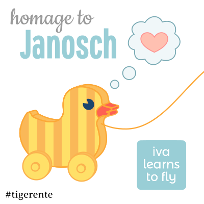 A striped wooden duck on wheels, because: Janosch and his Tigerente. Such memories.