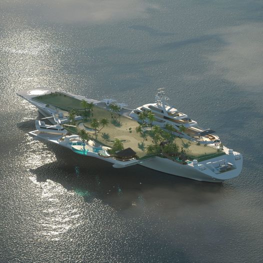 An aircraft carrier turns into a mobile green island that can expand... Photos and video The name of the aircraft carrier has always been associated with wars, military equipment and the implementation of remote naval missions in stations and seas, with squadrons of aircraft stacked in attack and combat mode.