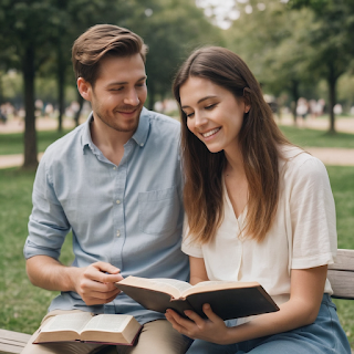 husband and wife reading bible