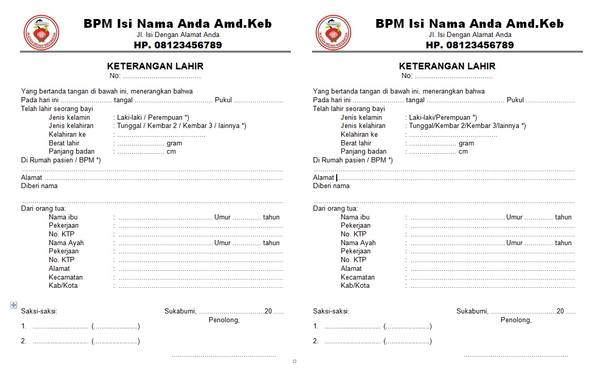 Format Kartu Kebidanan Untuk Pendukung BPM - KTI Kebidanan