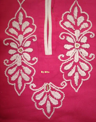 Hand Embroidery on pink dress