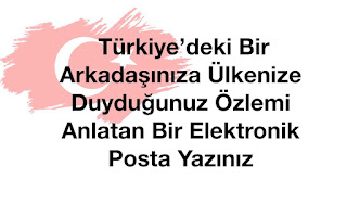 Türkiye’deki Bir Arkadaşınıza Ülkenize Duyduğunuz Özlemi Anlatan Bir Elektronik Posta Yazınız