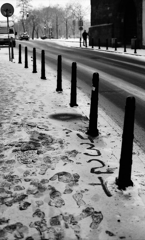 Snow writing in Prague