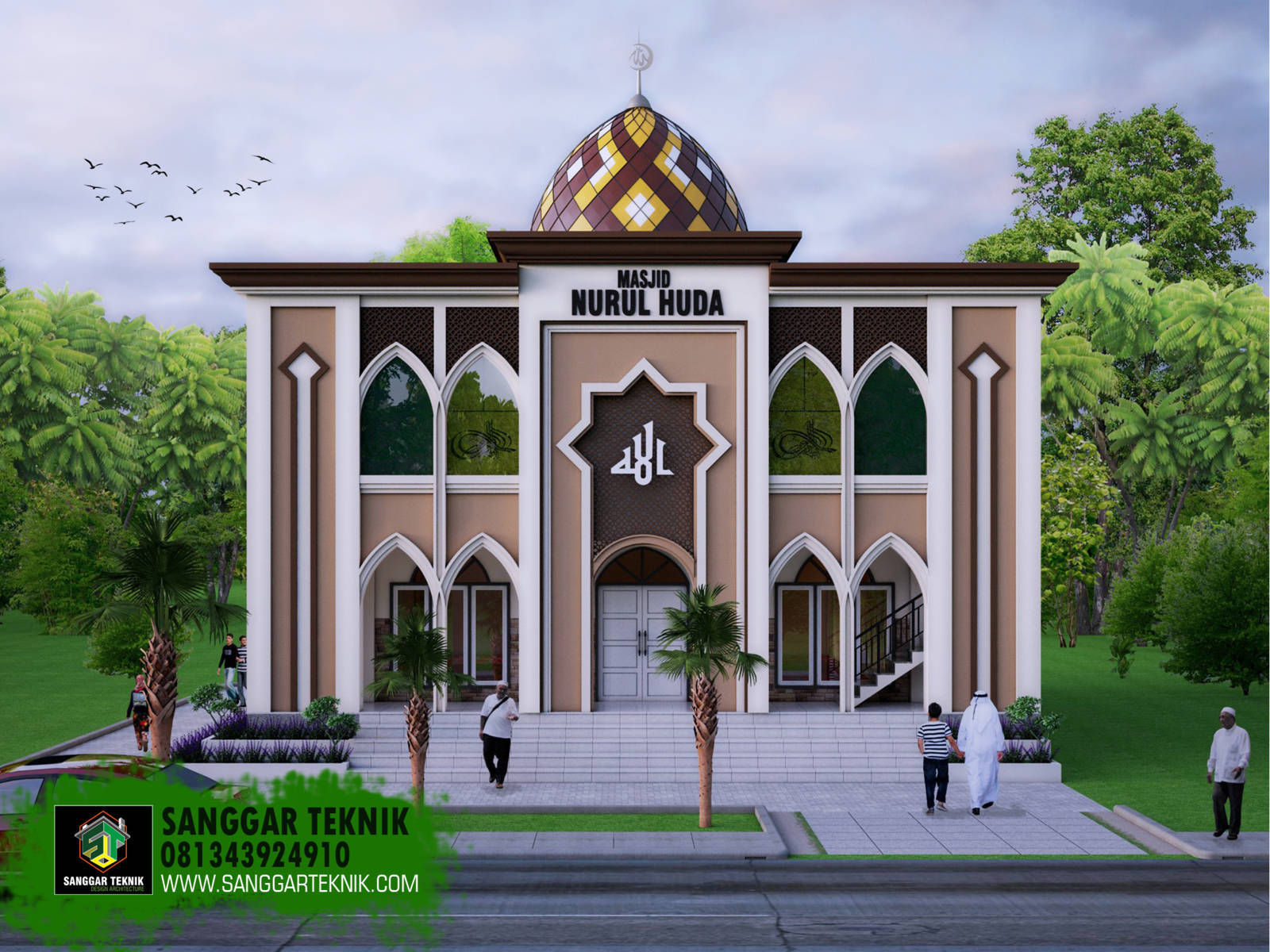 DESAIN MASJID  MINIMALIS  13 x 14 5 METER 2  LANTAI  SANGGAR TEKNIK