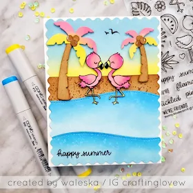 Sunny Studio Stamps: Fabulous Flamingos customer card by Waleska