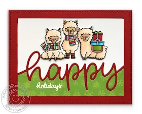 Sunny Studio Stamps: Alpaca Holiday "Happy Holidays" Christmas Card