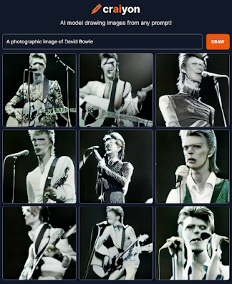 "A photographic image of David Bowie". This just screams of purposeful distortion of human faces since it also does this to non-celebrity human faces.