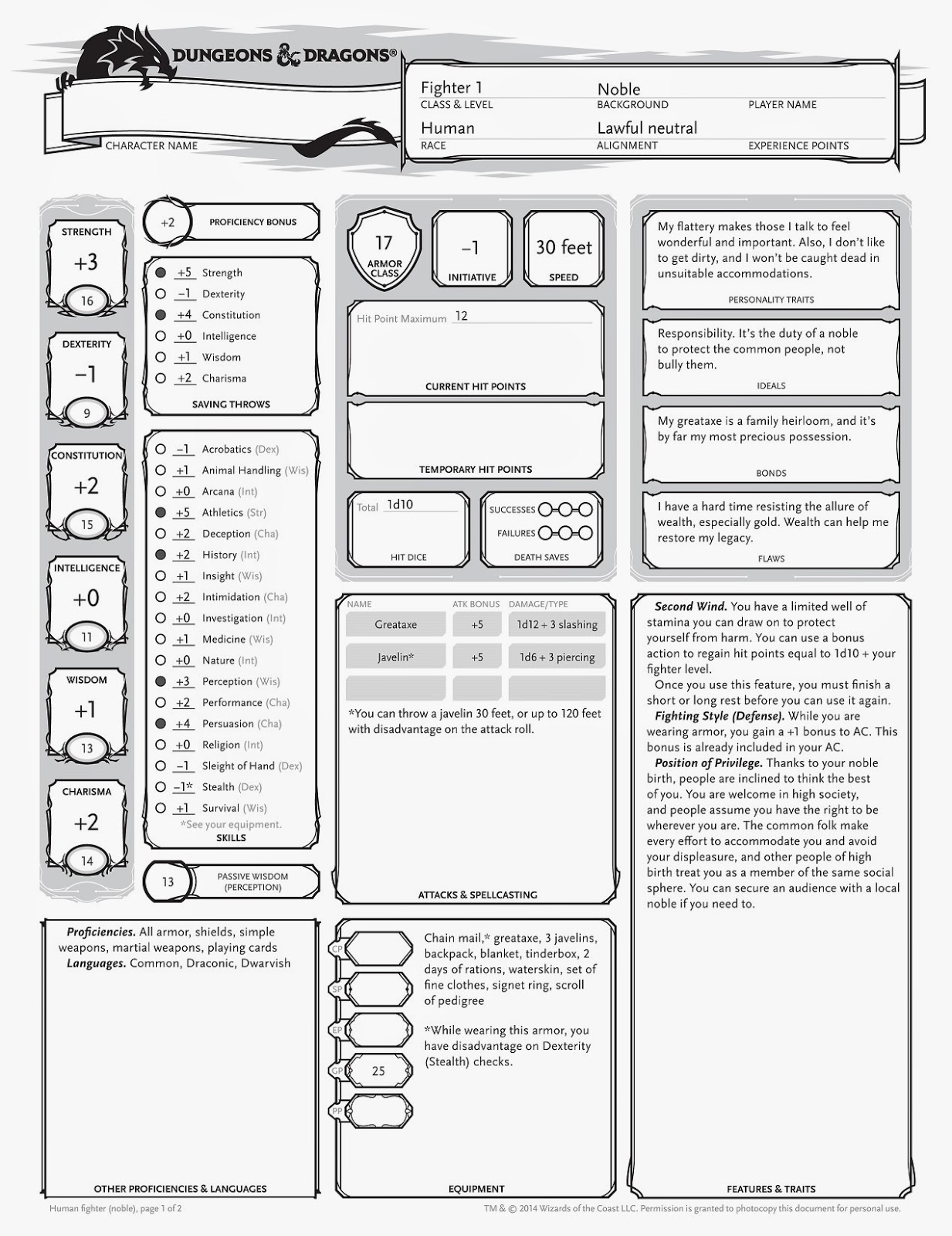 vengers old school gaming blog dd 5e character sheet