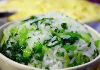 have vegetable rice and glutinous rice