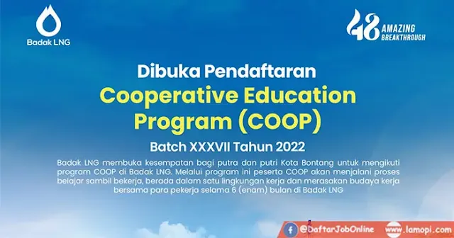 Lowongan Magang COOP Badak LNG Tahun 2022 Untuk Mahasiswa S1