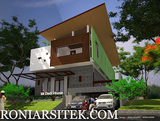 desain rumah modern 2 lantai dengan semi basement