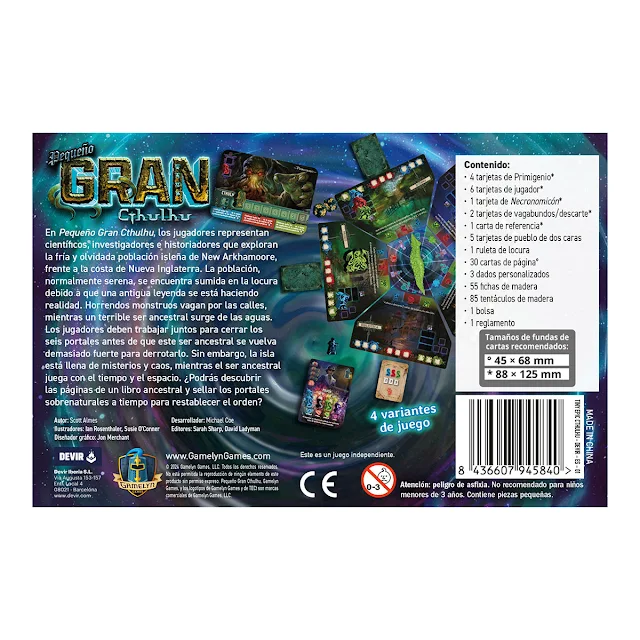 Pequeño Gran Cthulhu, juego de mesa cooperativo lovecraftiano de la saga Tiny Epic publicado por Devir.