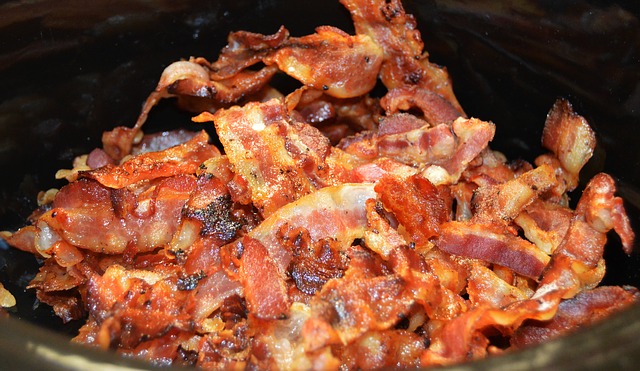 Pile of Fried, Crisp Bacon Strips