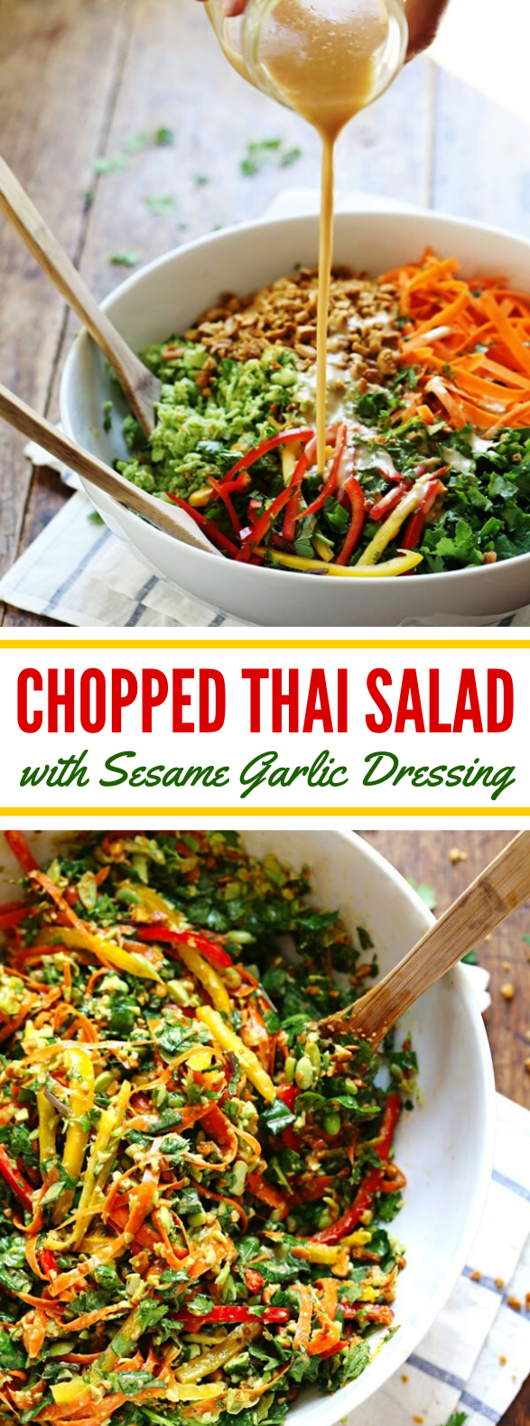 Chopped Thai Salad with Sesame Garlic Dressing #vegetarian #veggies