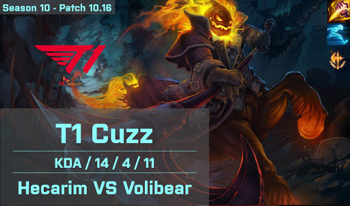 T1 Ellim Hecarim JG vs Volibear - KR 10.16