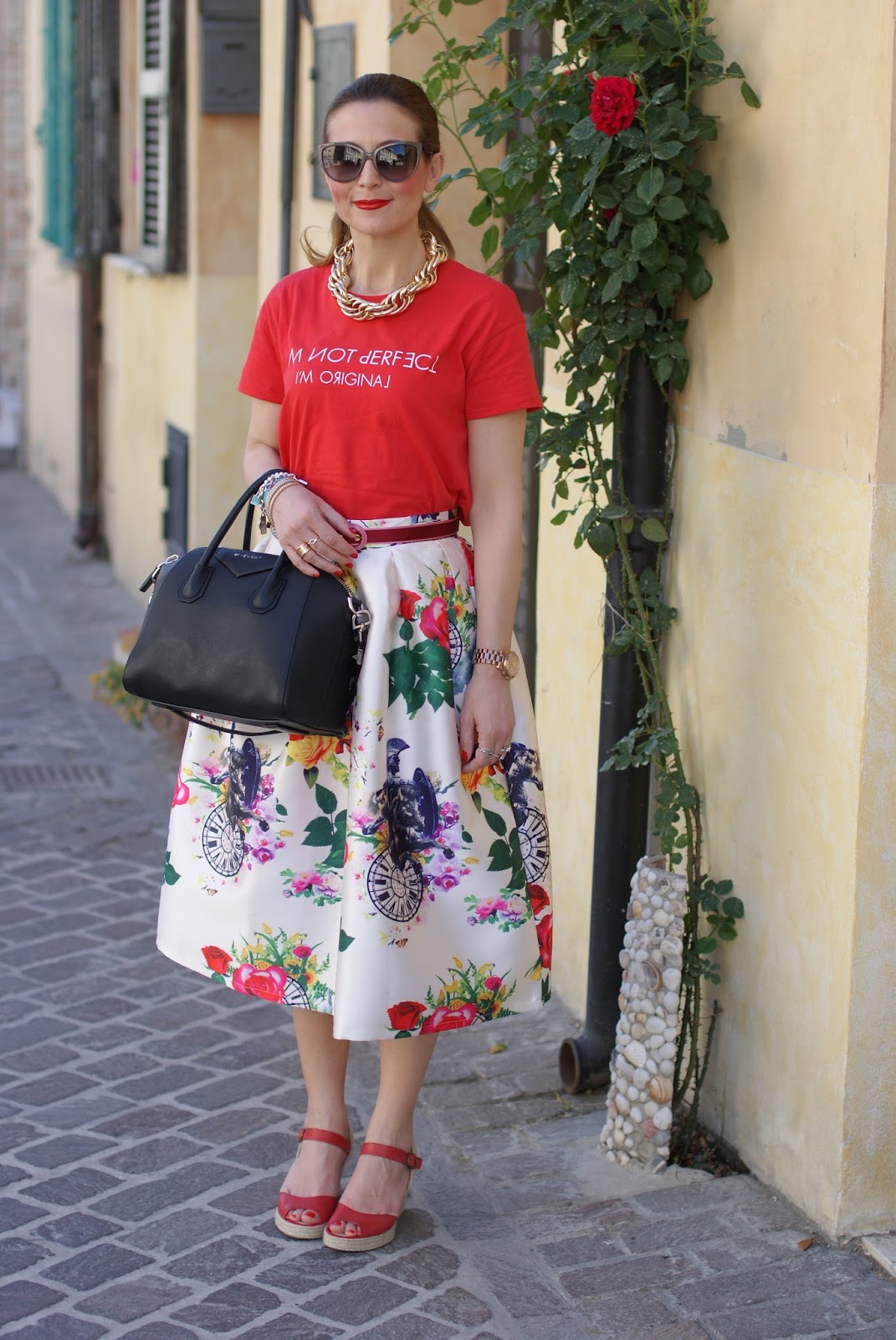 red espadrilles worn with a midi skirt on Fashion and Cookies fashion blog, exploring the espadrilles trend