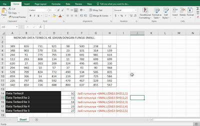 Fungsi Atau Rumus SMALL Di Microsoft Excel
