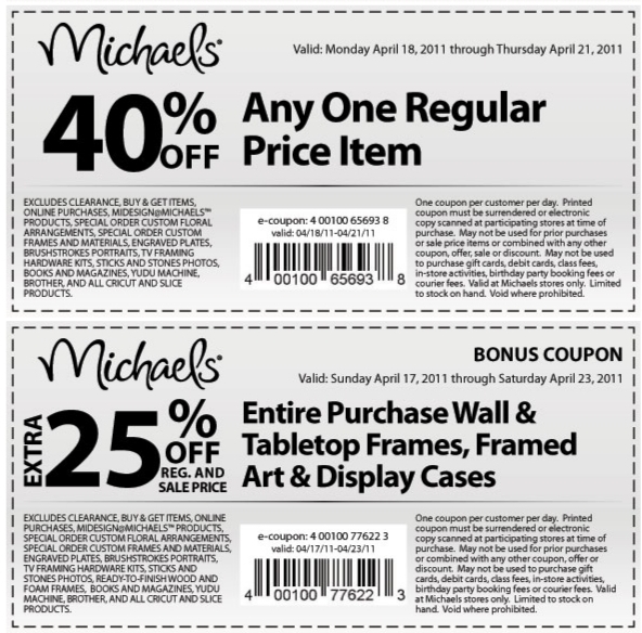 home depot printable coupons 2011. Michaels Printable Coupon