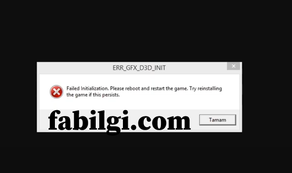 GTA 5 ERR_GFX_D3D_INIT Hatası Çözümü Denenmiş Yöntem