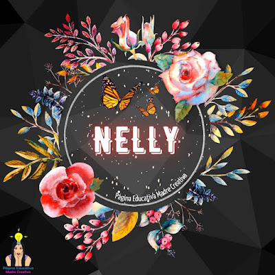 Solapín Nombre Nelly en círculo de rosas gratis