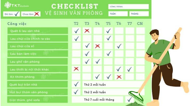 Checklist tạp vụ văn phòng