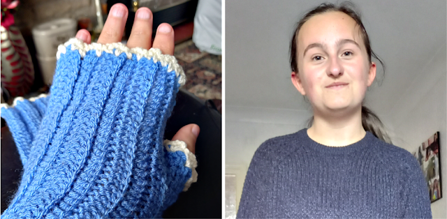 Fingerless mittens and my youngest